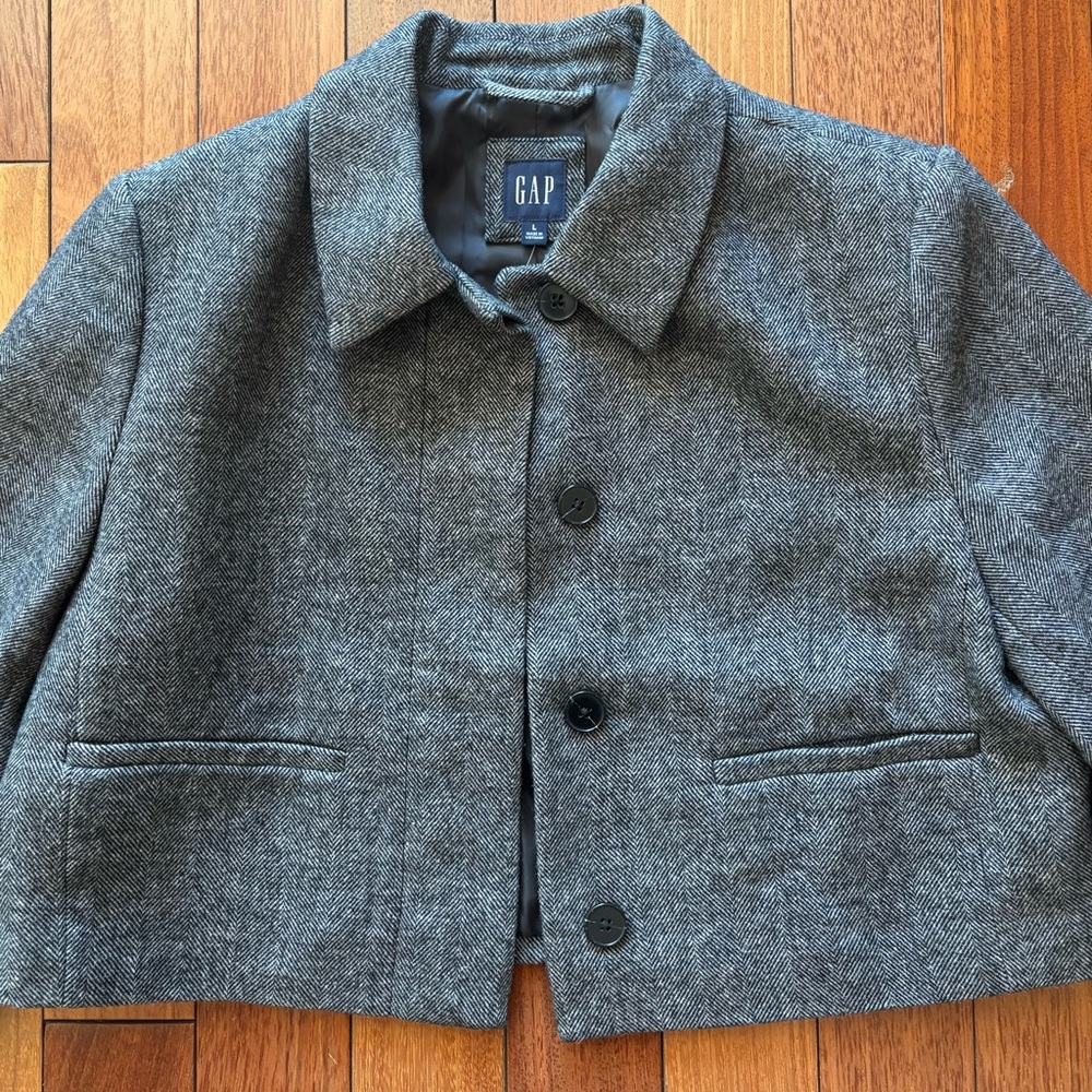 GAP Women's Charcoal Cropped Blazer - Picture 3 of 5